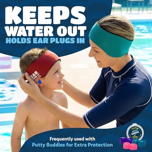 Ear Band-It Original Swimming Headband Teal Large | Doctor-Invented Ear Protection for Kids & Adults thumbnail 3