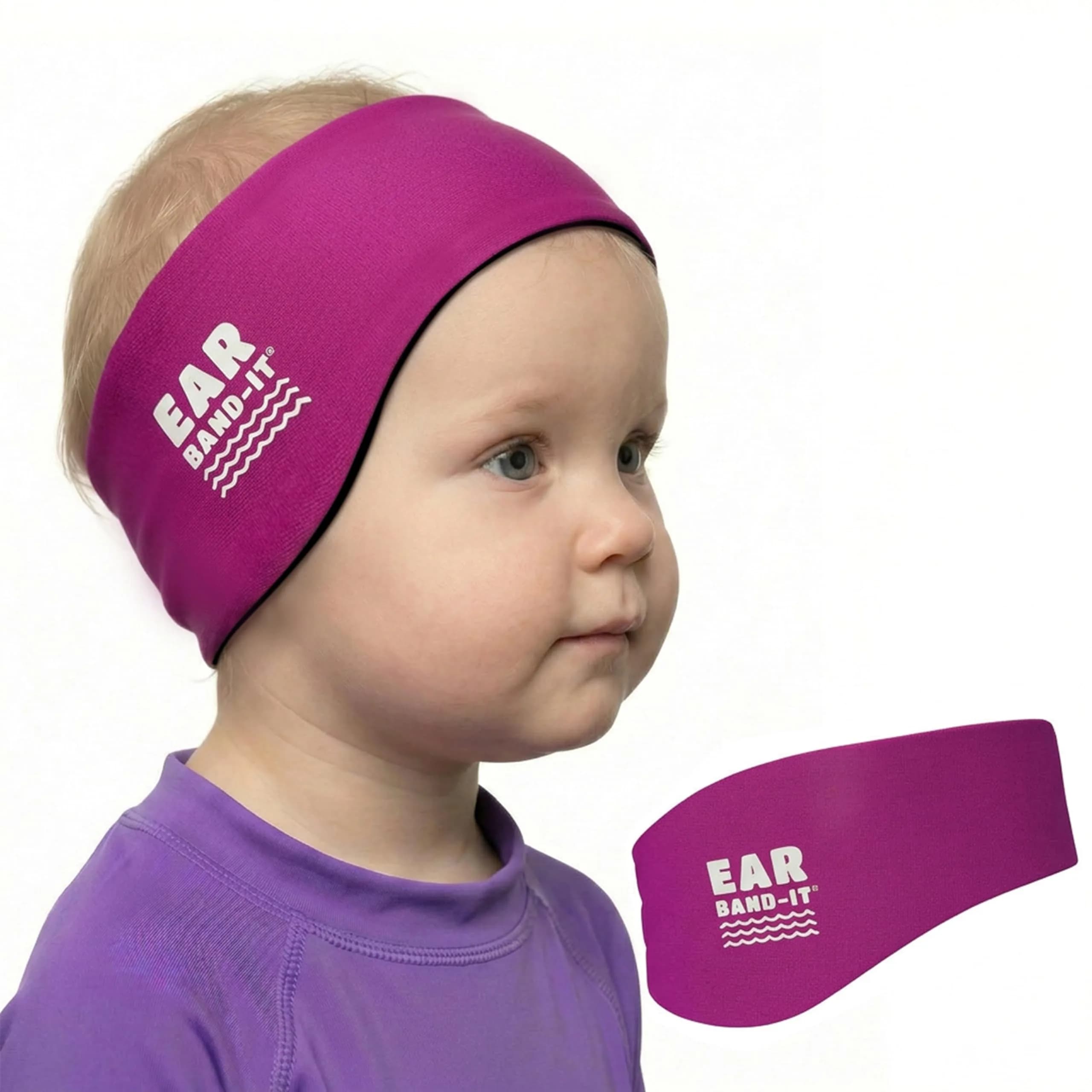 Ear Band-It Original Swimming Headband Large Magenta | Doctor-Invented, Sensory-Friendly, Keeps Ears Dry & Holds Earplugs In - main product image