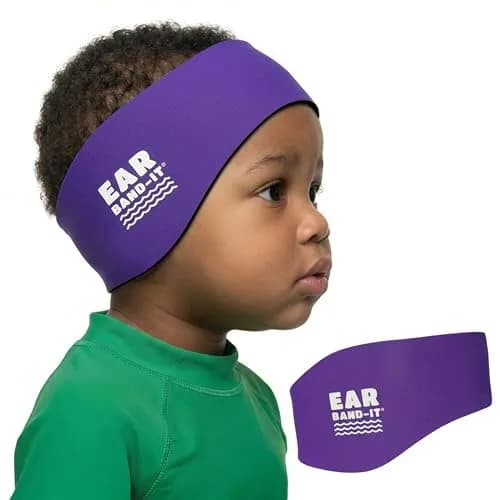 Ear Band-It Original Swimming Headband, Purple, Medium (2-7yrs) | Doctor-Invented Ear Protection for Kids & Adults thumbnail 1