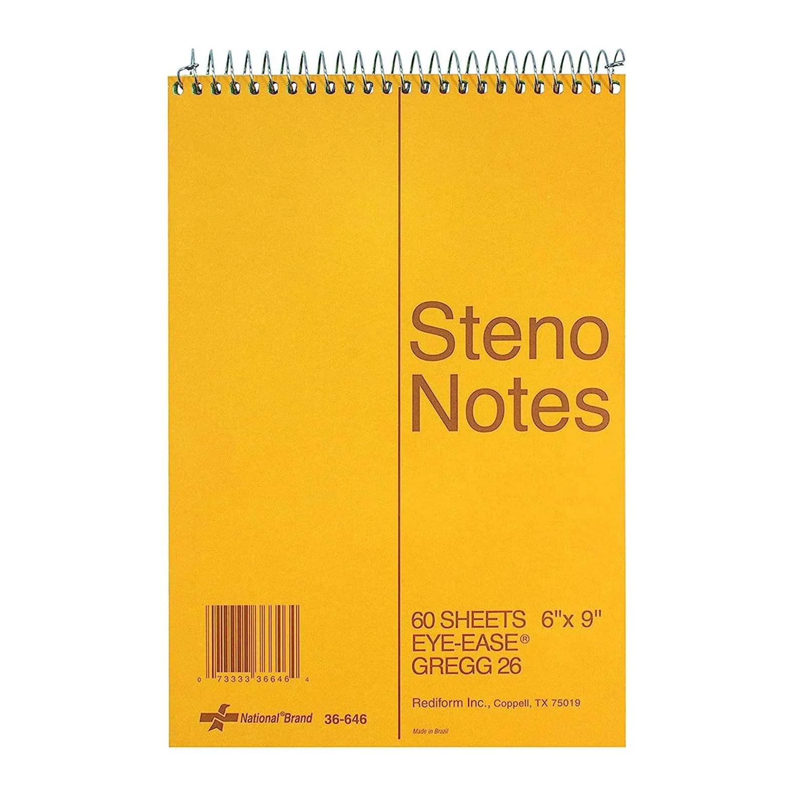 National Steno Notebook, Gregg-Ruled, Green Eye-Ease Paper, Brown Cover, 6" x 9" | Portable & Eye-Friendly