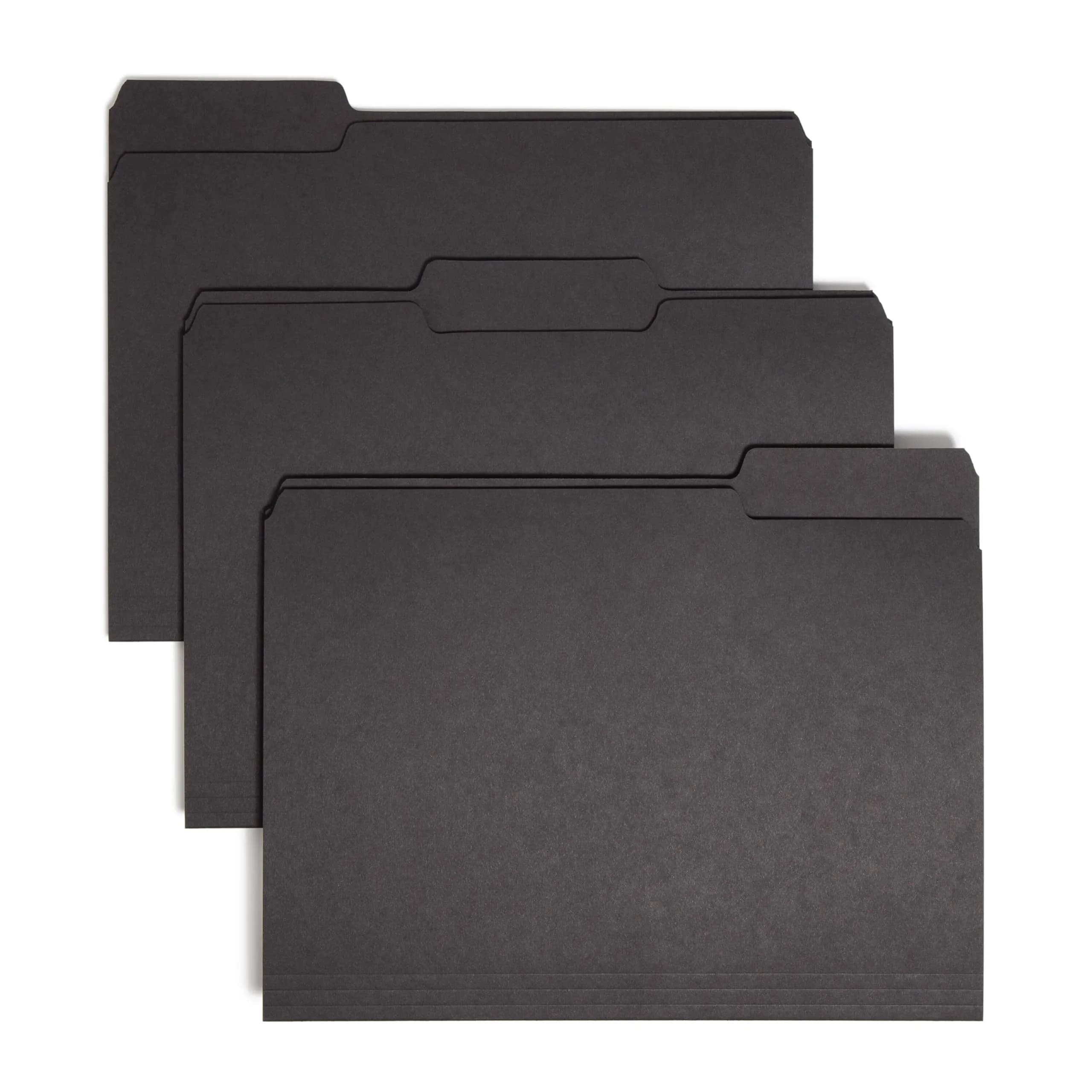 SMEAD Interior File Folder 1/3-Cut Tab Letter Size Black | Expandable, Durable, 100 Pack — Black