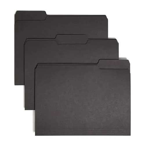SMEAD Interior File Folder 1/3-Cut Tab Letter Size Black | Expandable, Durable, 100 Pack thumbnail 1