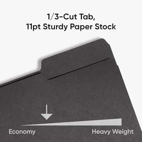 SMEAD Interior File Folder 1/3-Cut Tab Letter Size Black | Expandable, Durable, 100 Pack thumbnail 4