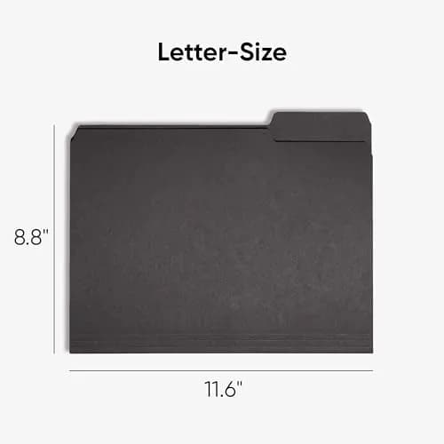 SMEAD Interior File Folder 1/3-Cut Tab Letter Size Black | Expandable, Durable, 100 Pack thumbnail 2