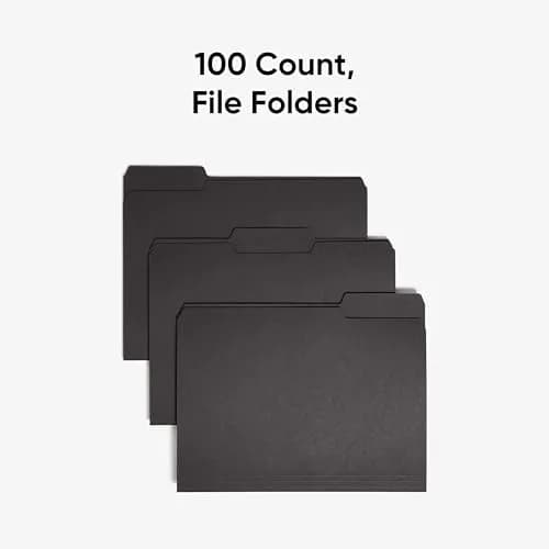 SMEAD Interior File Folder 1/3-Cut Tab Letter Size Black | Expandable, Durable, 100 Pack thumbnail 3