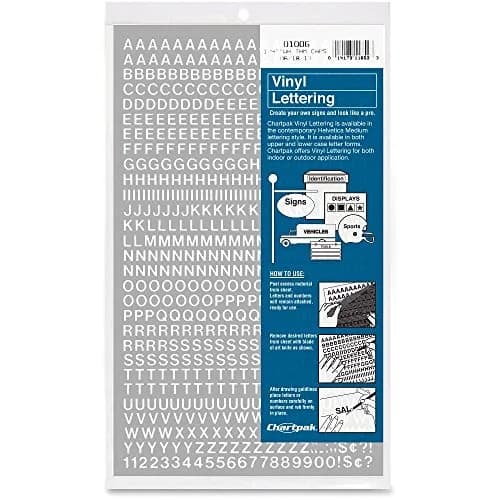 Chartpak Self-Adhesive Vinyl Capital Letters and Numbers 1/4 Inch High | Water-Resistant, Made in USA thumbnail 1