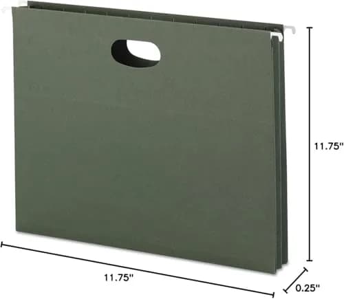 Smead Hanging File Pockets with Full-Height Gusset, 1.75" Expansion, Letter Size, Standard Green, 25 per Box | 11.75" W x 9.25" H thumbnail 4