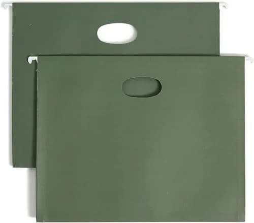 Smead Hanging File Pockets with Full-Height Gusset, 1.75" Expansion, Letter Size, Standard Green, 25 per Box | 11.75" W x 9.25" H thumbnail 2