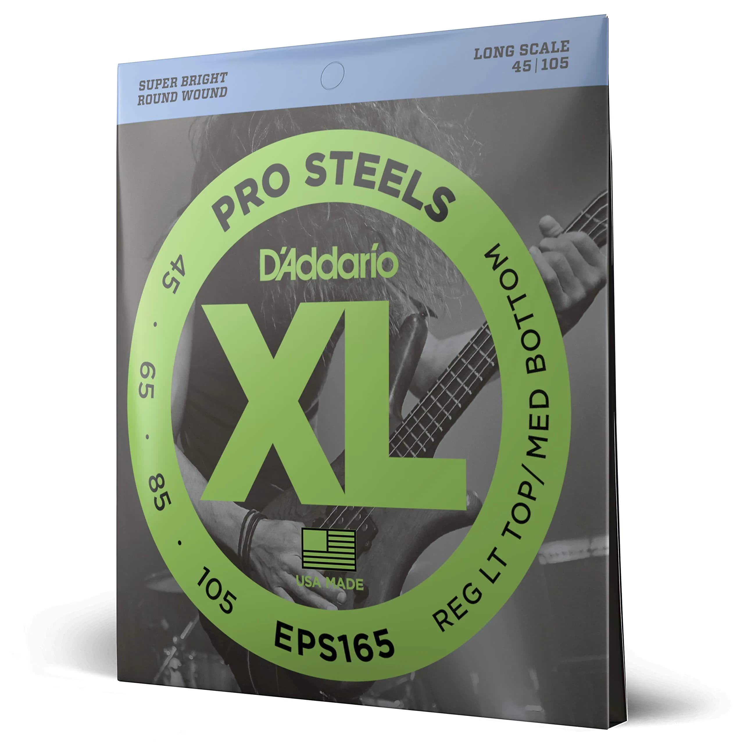 D'Addario XL ProSteels Bass Strings EPS170-6, 32-130, 6-String | Bright Tone, Tight Lows, USA-Sourced — 4-String Set 45-105