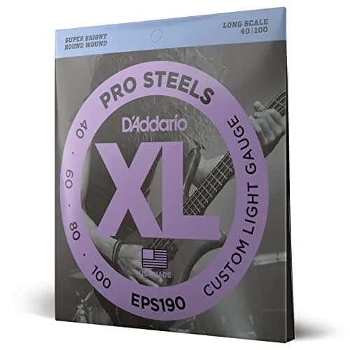 D'Addario XL ProSteels Bass Strings EPS190 Custom Light 40-100 (4-String Set) | Bright Tone & Durable Performance thumbnail 1