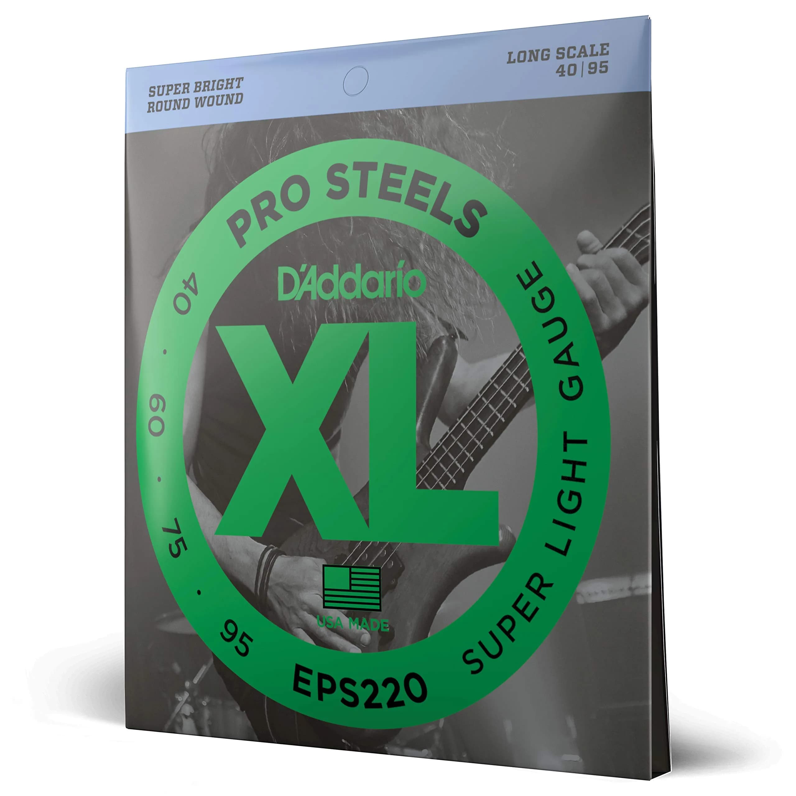 D'Addario XL ProSteels Bass Strings EPS220 Super Light 40-95 (4-String Set) | Bright Punch & Tight Lows - main product image