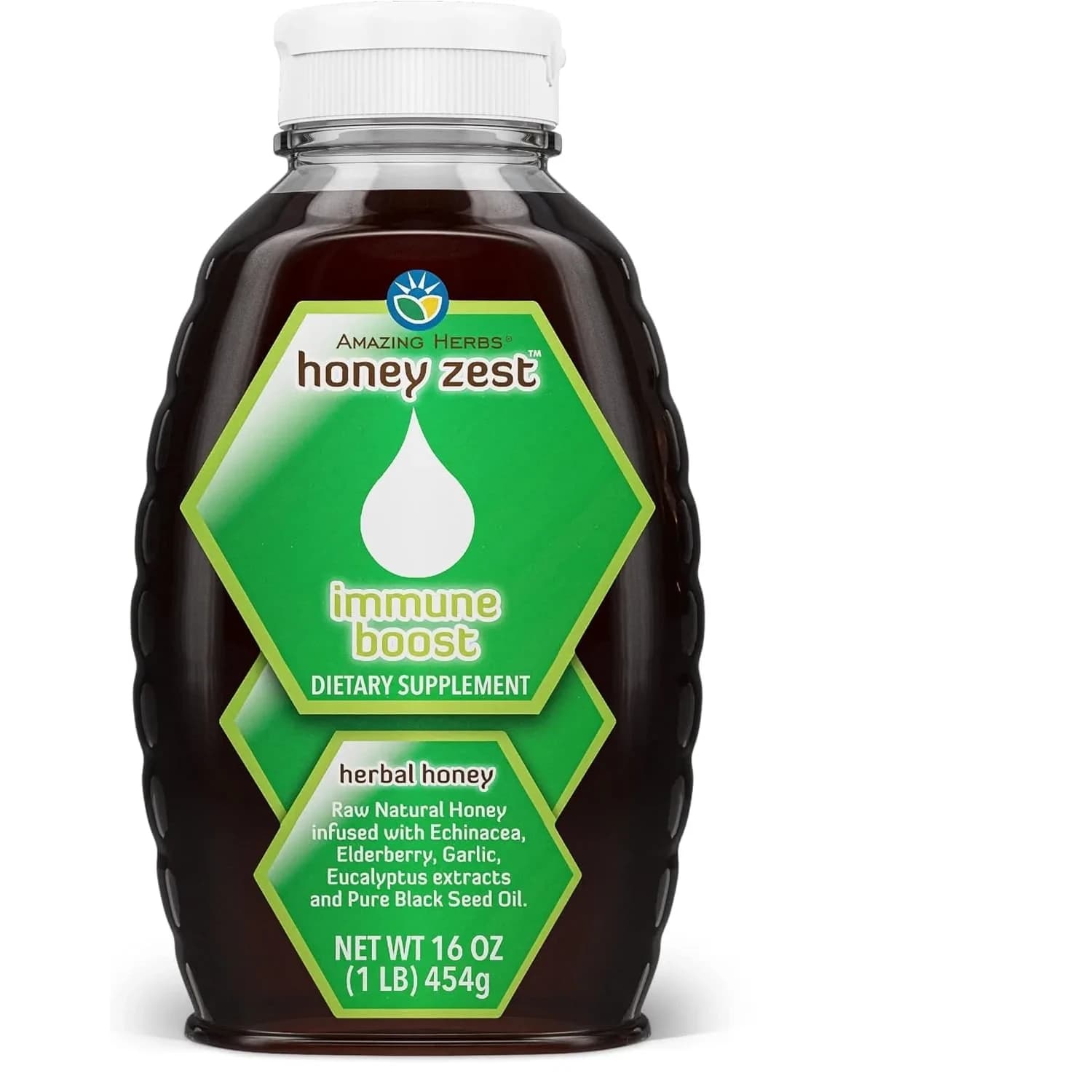 Amazing Herbs Natural Honey Herbal Honey 473ml (16 Fl Oz) | Antioxidant Support for Adults — Honey + Echinacea