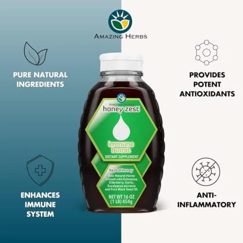 Amazing Herbs Natural Honey Herbal Honey 473ml (16 Fl Oz) | Antioxidant Support for Adults thumbnail 4