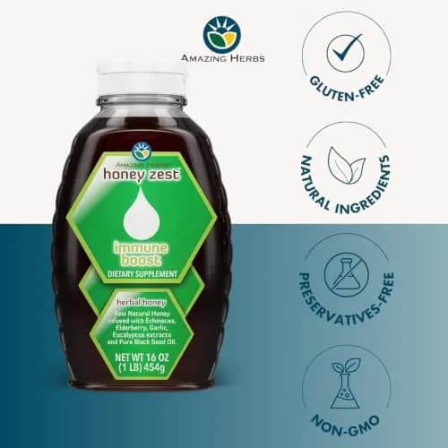 Amazing Herbs Natural Honey Herbal Honey 473ml (16 Fl Oz) | Antioxidant Support for Adults thumbnail 5