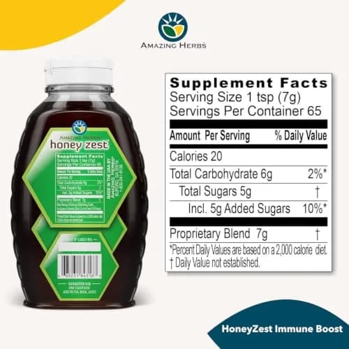 Amazing Herbs Natural Honey Herbal Honey 473ml (16 Fl Oz) | Antioxidant Support for Adults thumbnail 2