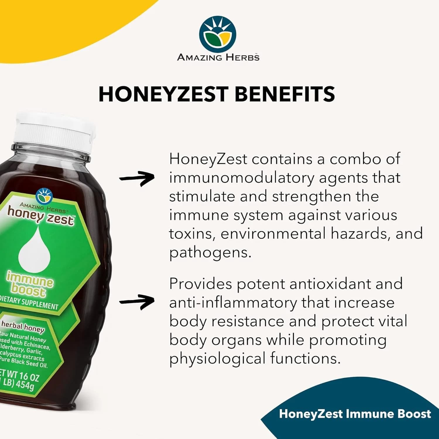 Amazing Herbs Natural Honey Herbal Honey 473ml (16 Fl Oz) | Antioxidant Support for Adults - view 3