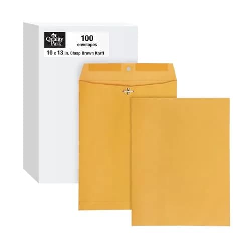 Quality Park 10" x 13" Clasp Envelopes Heavy 32 lb Brown Kraft | Durable Office & Mailing Staple thumbnail 1