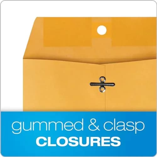 Quality Park 6 x 9 Clasp Envelopes | Gummed & Metal Clasp Closure, 28 lb Kraft Paper, 100 Pack thumbnail 3