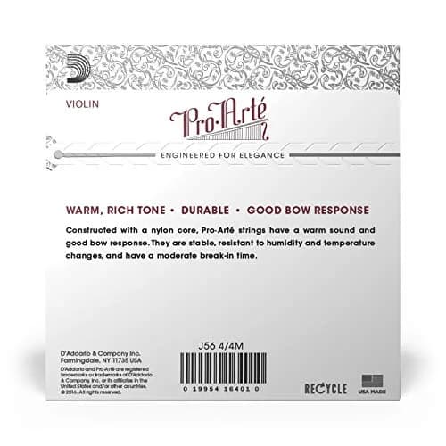 D'Addario J56 Pro-Arte Nylon Violin Strings Medium Tension 4/4 Scale | Warm Mellow Tone thumbnail 3