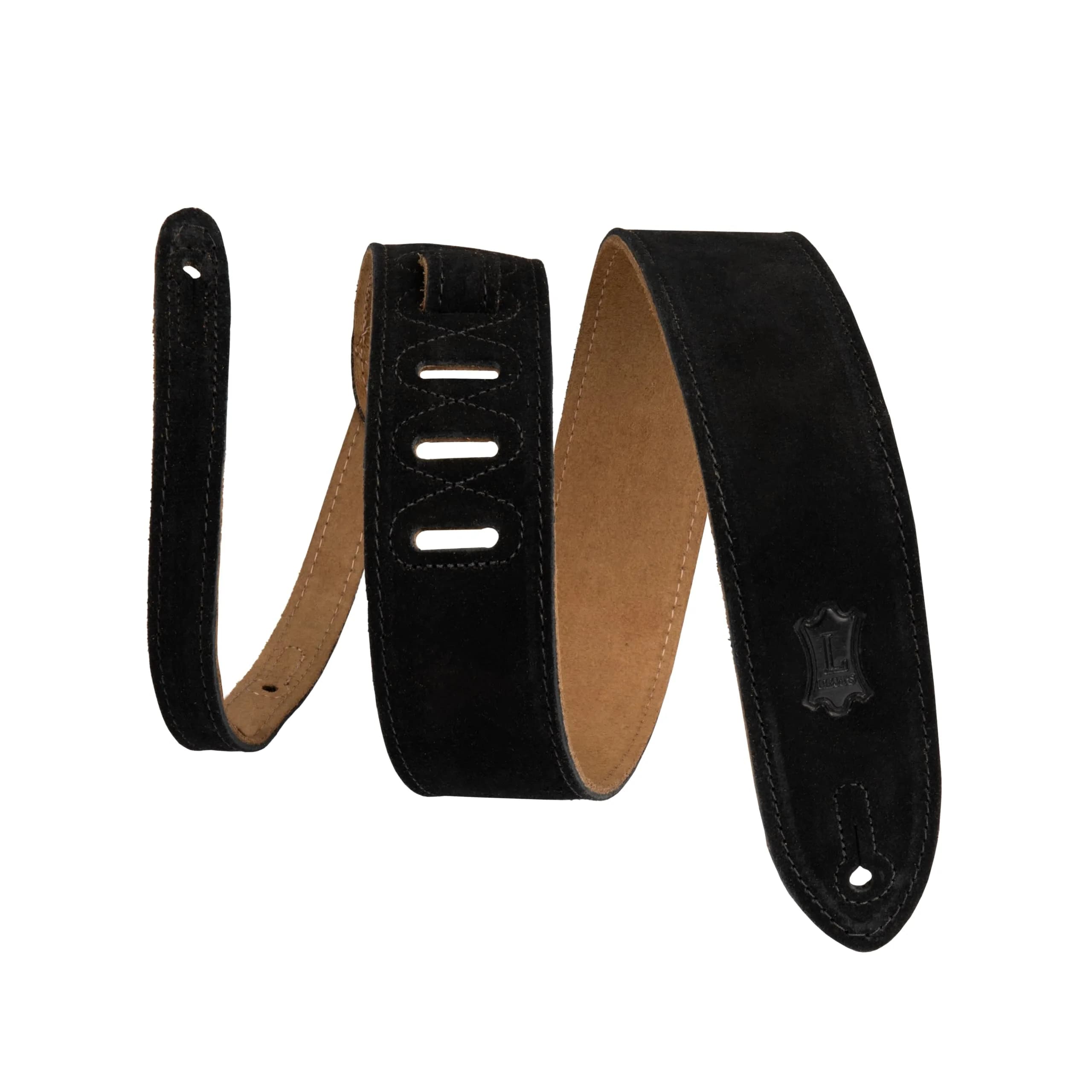 Levy's Leathers Simply Suede Series 2" Guitar Strap with Loop and Ladder Height Adjustment, Black (MS12-BLK) | Adjustable Suede Guitar Strap for Comfort & Style