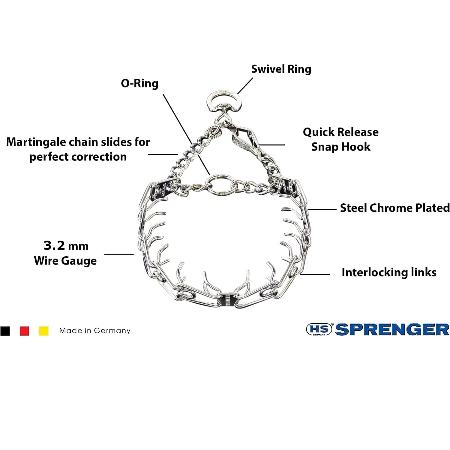 Herm Sprenger Chrome Plated Steel Training Prong Collar with Quick Release Snap for Dogs, 58cm (23in) x 3.2mm, Neck Size Up to 19 Inches - view 2