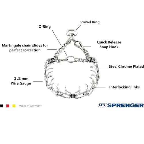 Herm Sprenger Chrome Plated Steel Training Prong Collar with Quick Release Snap for Dogs, 58cm (23in) x 3.2mm, Neck Size Up to 19 Inches thumbnail 2