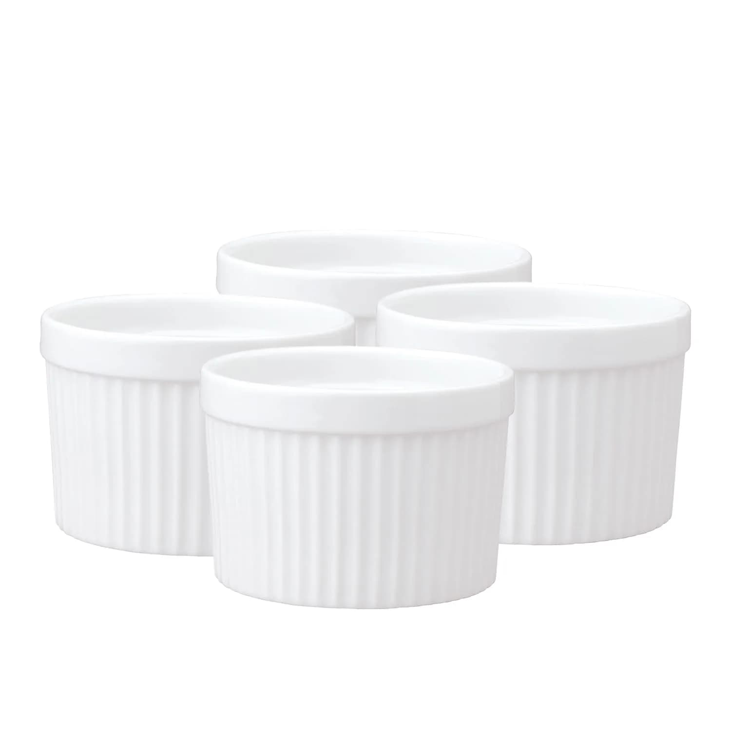 HIC Kitchen Deep Souffle Fine Porcelain 10-Ounce Set of 4 | Ideal for Baking & Serving