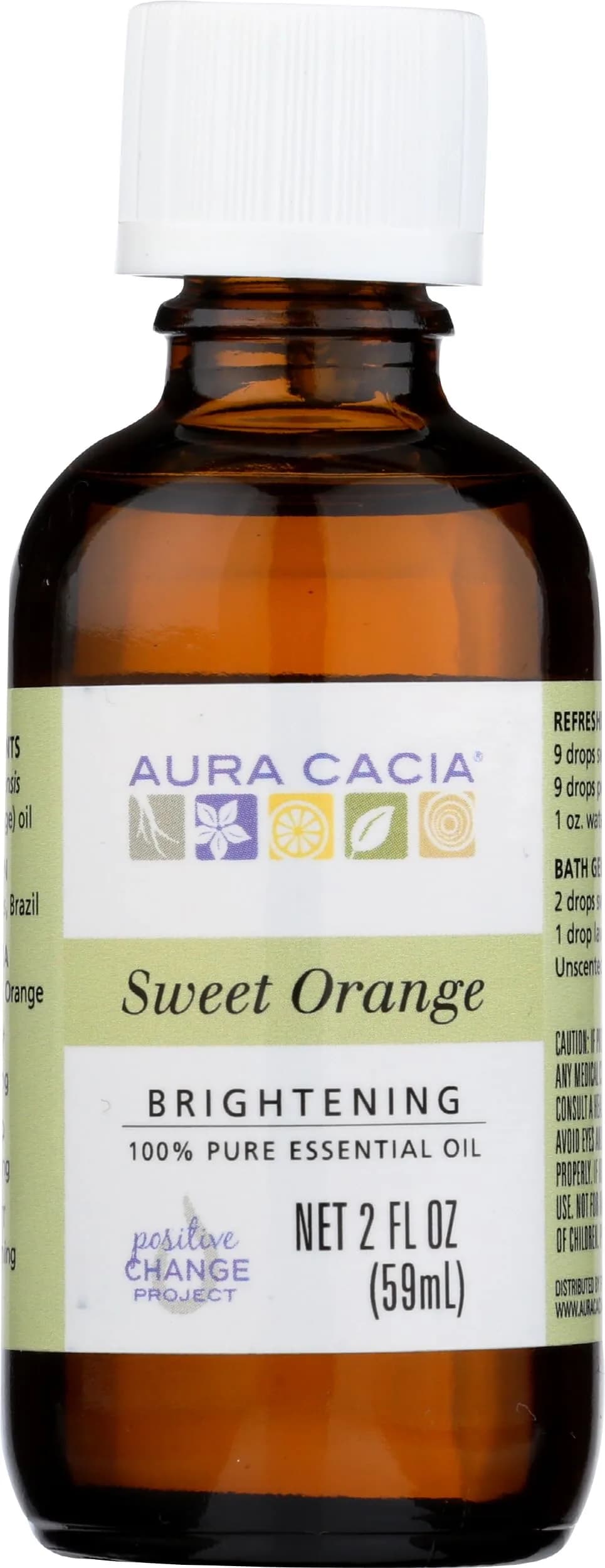 Aura Cacia Cheering Sweet Orange Essential Oil 2 Fl Oz | Uplifting Citrus Aroma for Mood & Diffusing