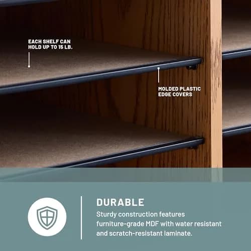 Safco Literature Organizer 12 Compartments | Adjustable Wooden Desk Storage for Office & Classroom thumbnail 4