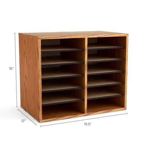 Safco Literature Organizer 12 Compartments | Adjustable Wooden Desk Storage for Office & Classroom thumbnail 5