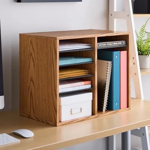 Safco Literature Organizer 12 Compartments | Adjustable Wooden Desk Storage for Office & Classroom thumbnail 6