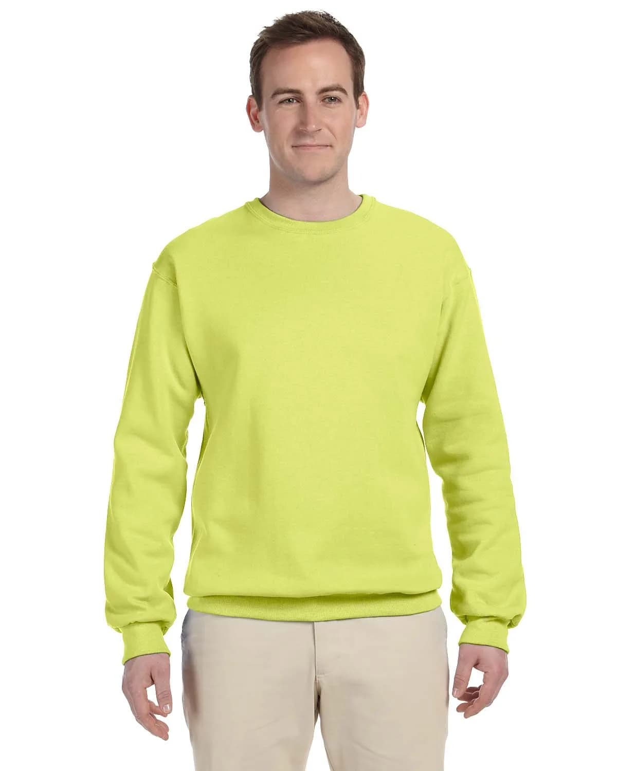 Jerzees Men's Crewneck Sweatshirt Safety Green Large | 247 g (8.7 oz) Fleece, USA Import — Safety Green