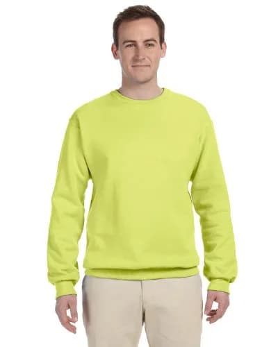Jerzees Men's Crewneck Sweatshirt Safety Green Large | 247 g (8.7 oz) Fleece, USA Import thumbnail 1