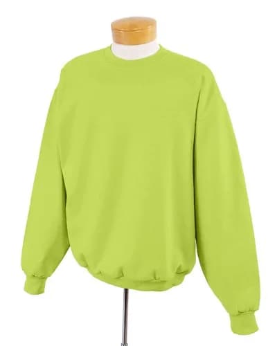 Jerzees Men's Crewneck Sweatshirt Safety Green Large | 247 g (8.7 oz) Fleece, USA Import thumbnail 3