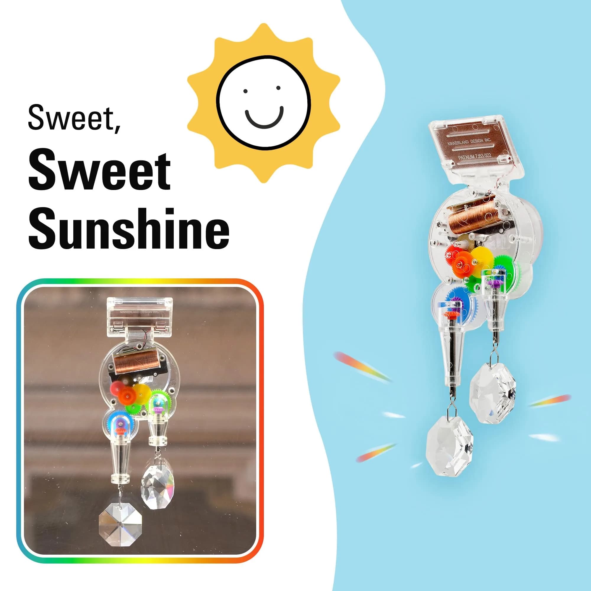 Kikkerland Solar Powered Rainbow Maker Prism Suncatcher 7 inches (17.78 cm) | Refracts Sunlight into Rainbows - view 4