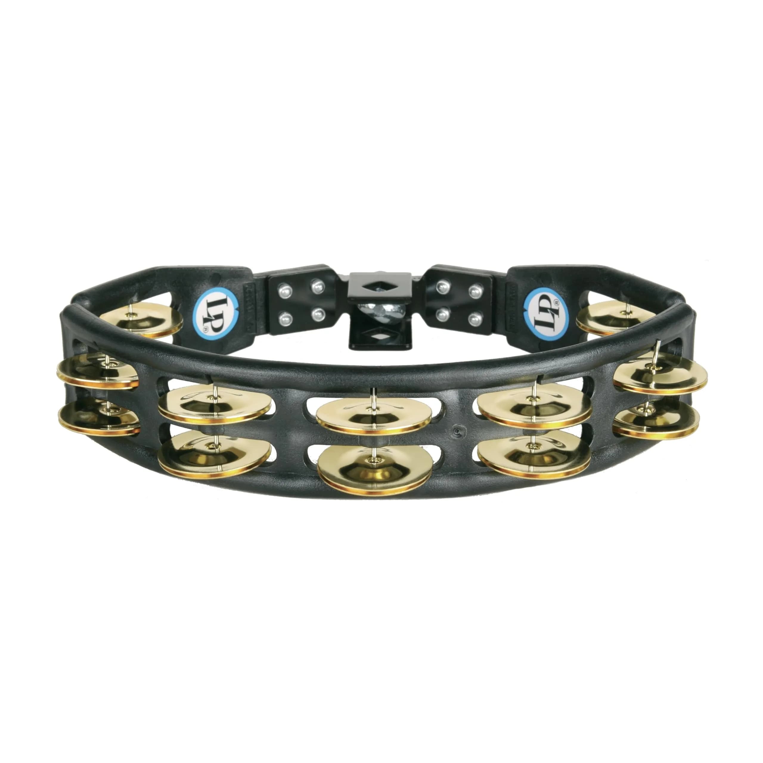 Latin Percussion LP175 Cyclops Brass Jingles Tambourine | Mountable for Drum Set — Black