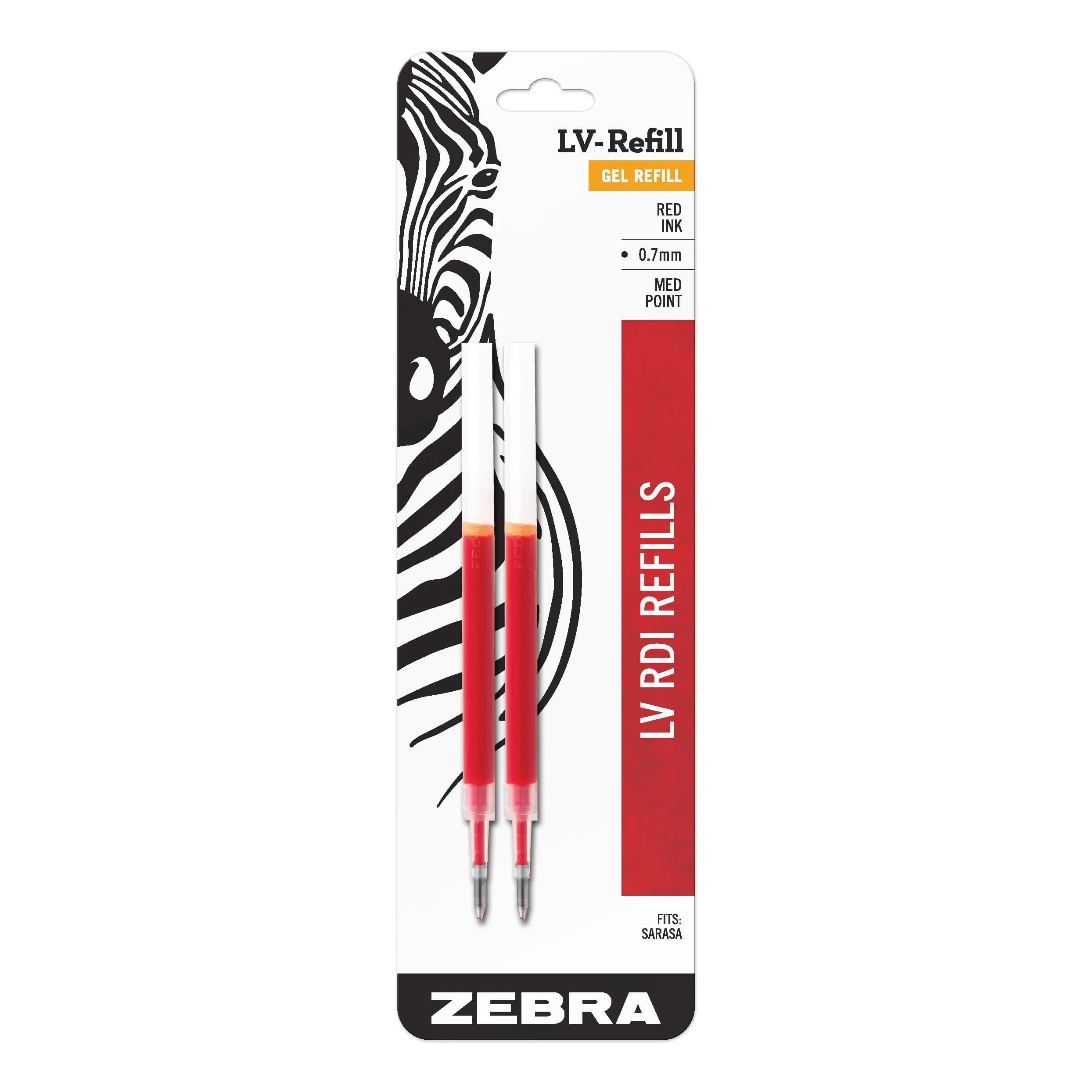 Zebra Pen SARASA Retractable Gel Refill, Red Ink, 0.7mm, 2-Pack | Smooth Ink Flow for Students & Office - main product image