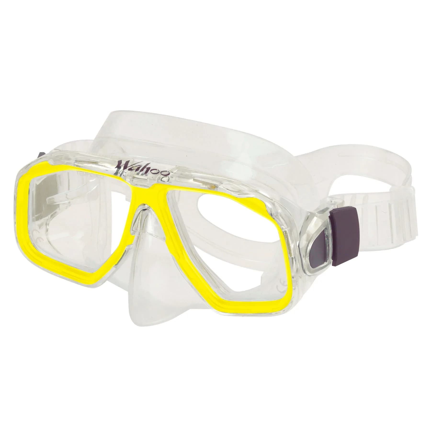 AKONA Wahoo Jr Snorkeling Mask with Silicone Skirt and Tempered Glass | Youth Size, Clear Seal, Adjustable Strap — Yellow