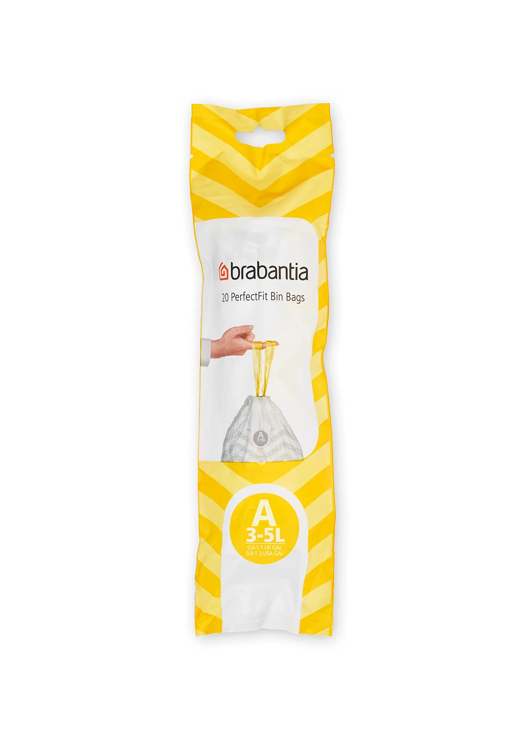 Brabantia PerfectFit Trash Bags 0.8 Gallon | Extra Strong Plastic Bin Liners with Tie Tape Handles - main product image