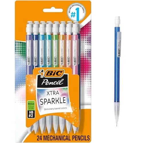 BIC Xtra-Sparkle Number 2 Mechanical Pencils, 24-Count Pack, 0.7mm Point | Smooth Writing, Erasable, Refillable thumbnail 1
