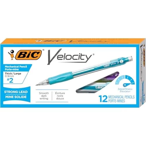 BIC Velocity Strong Lead Mechanical Pencils, 0.9mm Thick Point, 12-Count Pack | Bold Writing for Students & Heavy Writers thumbnail 1