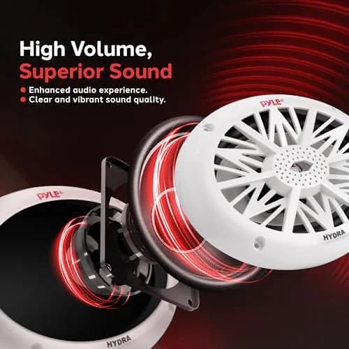 Pyle 6x9 Inch Dual Marine Speakers - 2 Way Waterproof 260 Watt (Pair, White) | 156 mm x 229 mm (6x9 Inch) Speakers thumbnail 4