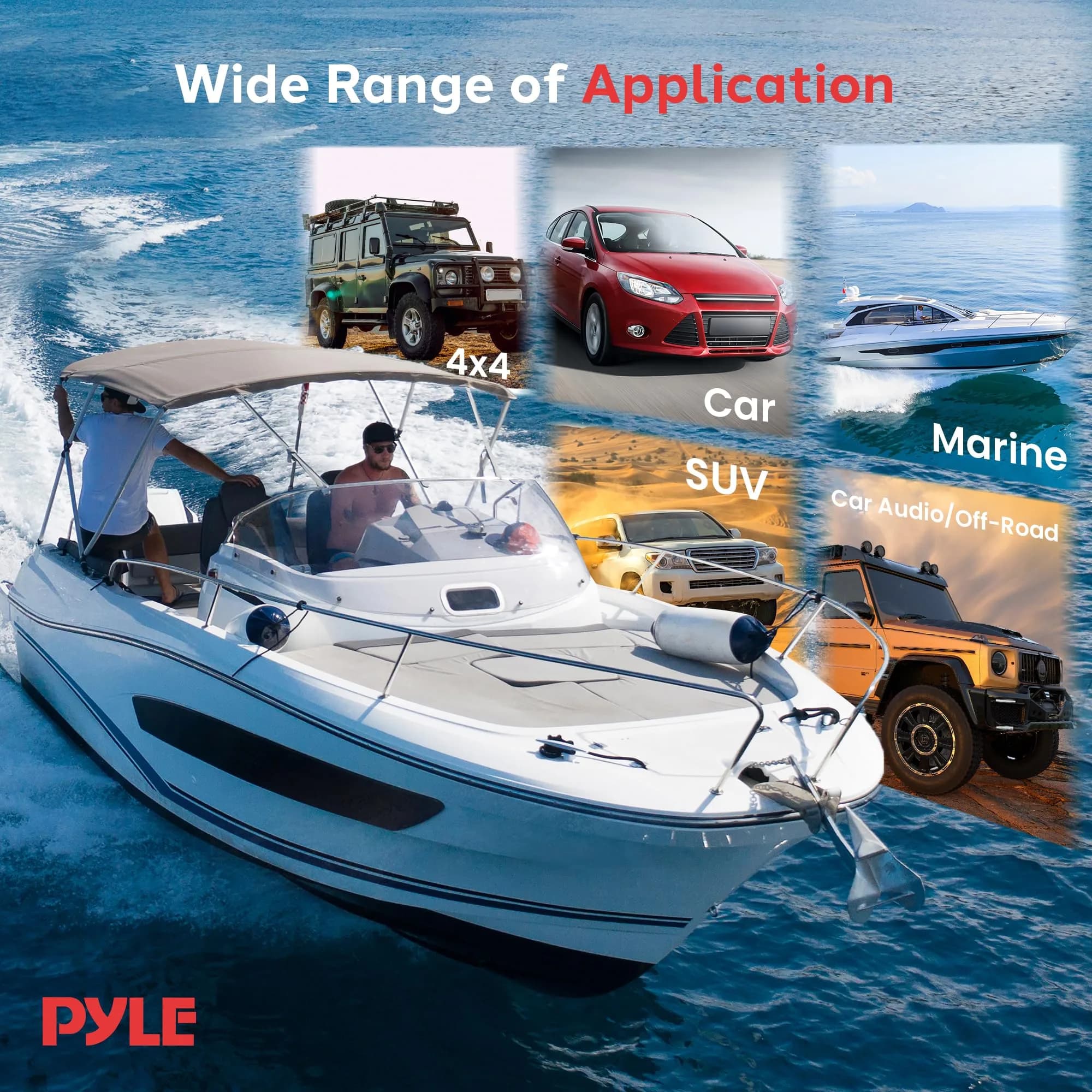 Pyle 6x9 Inch Dual Marine Speakers - 2 Way Waterproof 260 Watt (Pair, White) | 156 mm x 229 mm (6x9 Inch) Speakers - view 5
