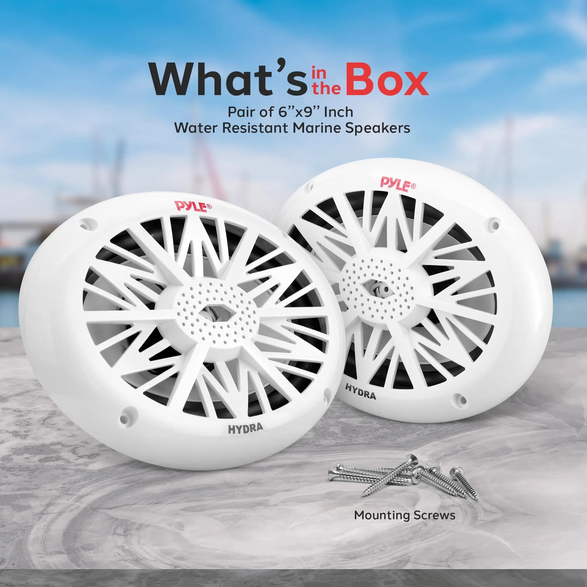 Pyle 6x9 Inch Dual Marine Speakers - 2 Way Waterproof 260 Watt (Pair, White) | 156 mm x 229 mm (6x9 Inch) Speakers - view 7