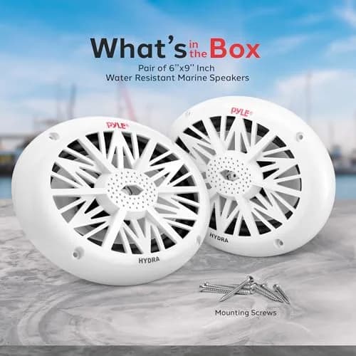 Pyle 6x9 Inch Dual Marine Speakers - 2 Way Waterproof 260 Watt (Pair, White) | 156 mm x 229 mm (6x9 Inch) Speakers thumbnail 7
