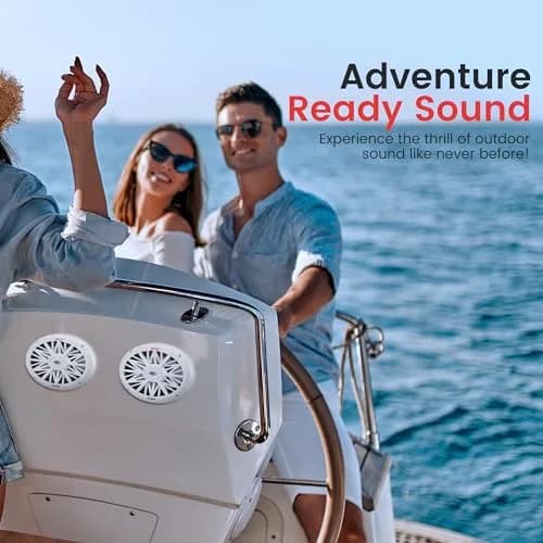 Pyle 6x9 Inch Dual Marine Speakers - 2 Way Waterproof 260 Watt (Pair, White) | 156 mm x 229 mm (6x9 Inch) Speakers thumbnail 2