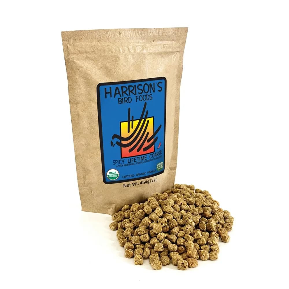 Harrison's Bird Foods Adult Lifetime Coarse 5lb | Certified Organic Non-GMO Bird Food for Medium & Large Parrots — 1 Pound