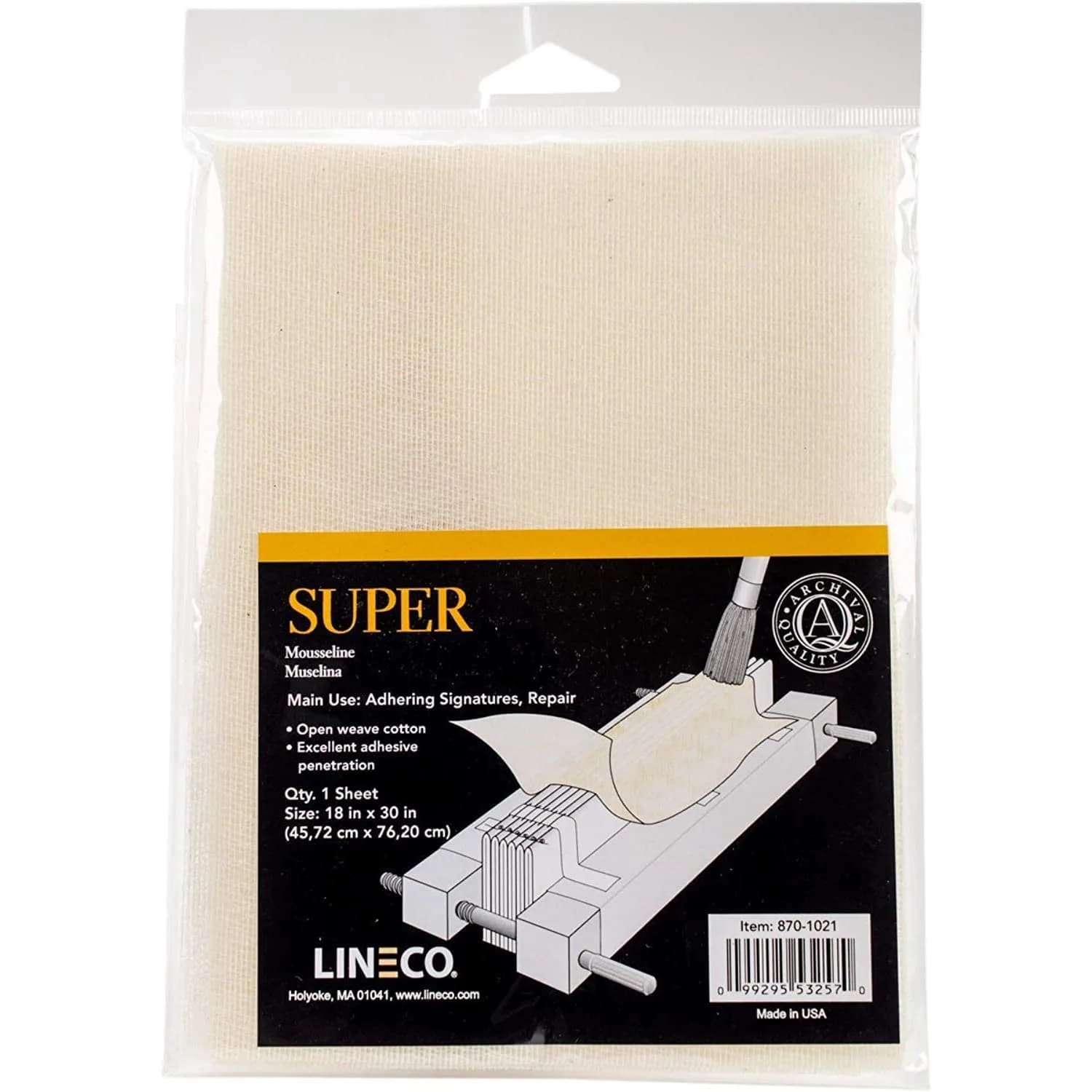 Lineco Bookbinding Super Cloth 18x30 Inch Cream | Archival Acid-Free Cotton Fabric - main product image