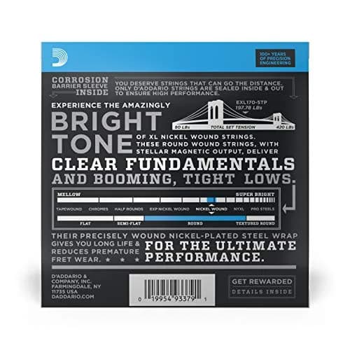 D'Addario XL Nickel Bass Guitar Strings 45-130, 5-String, 2 Sets | Bright Tone, Consistent Feel thumbnail 2
