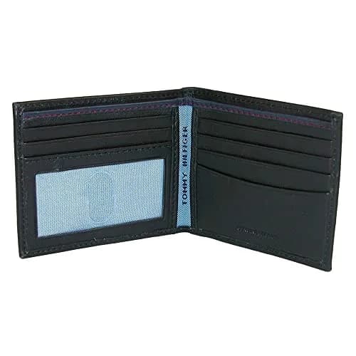 Tommy Hilfiger Men's Slim Bifold Leather Wallet with Removable ID Window | Dark Black, 13.6cm (5.3in) thumbnail 2